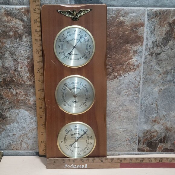 Vintage Price Import Verichron Weather Station Wall Mounted Thermometer Baromete - Picture 7 of 13
